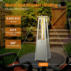 9500 BTU Portable Stainless Steel Tabletop Patio Heater with Glass Tube