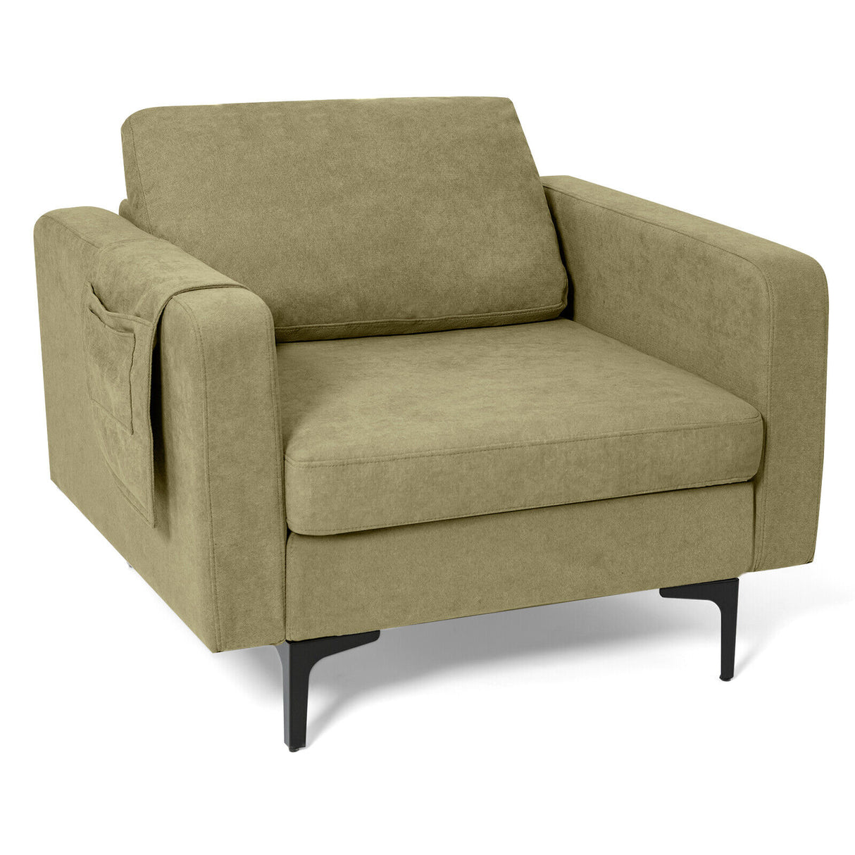 Modern Accent Armchair with Side Storage Pocket-Orange