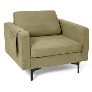 Modern Accent Armchair with Side Storage Pocket-Orange