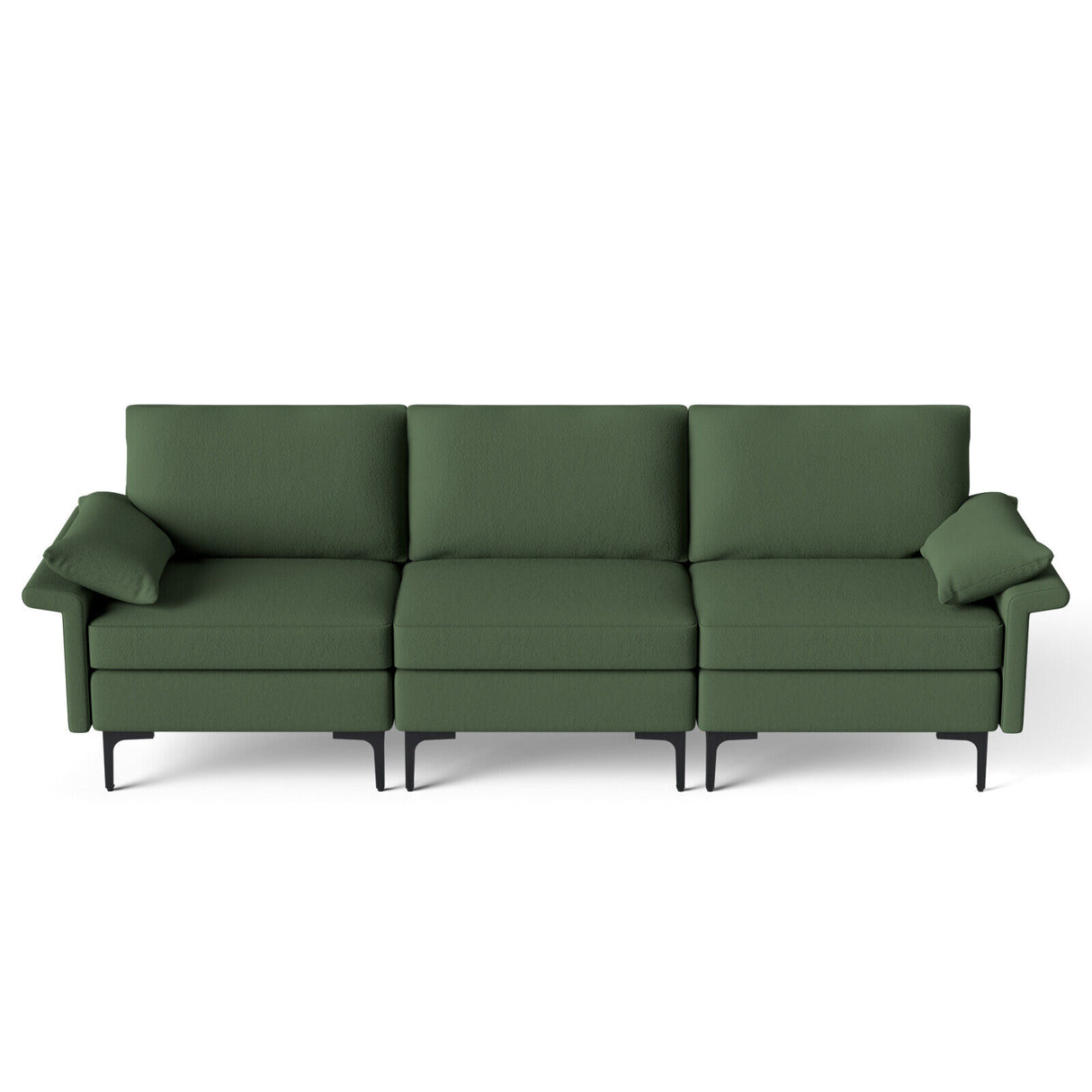 Large 3-Seat Sofa Sectional with Metal Legs for 3-4 people-Rust Red