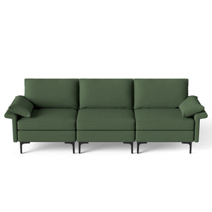 Large 3-Seat Sofa Sectional with Metal Legs for 3-4 people-Rust Red