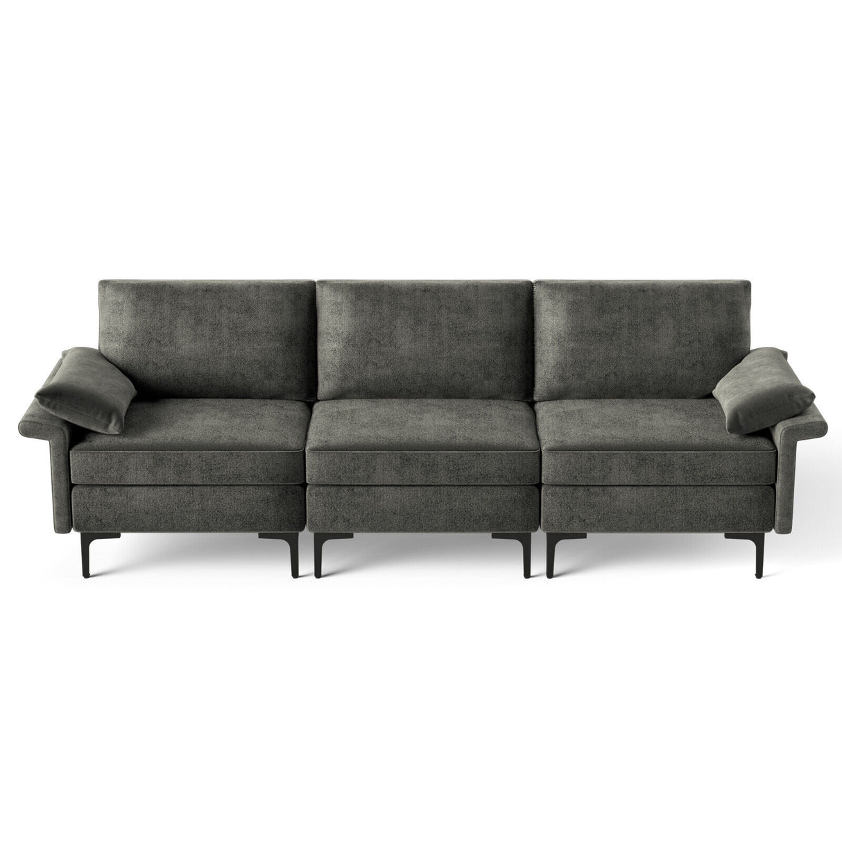 Large 3-Seat Sofa Sectional with Metal Legs for 3-4 people-Rust Red