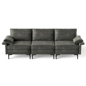 Large 3-Seat Sofa Sectional with Metal Legs for 3-4 people-Rust Red