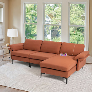 Extra Large Modular L-shaped Sectional Sofa with Reversible Chaise for 4-5 People-Gray