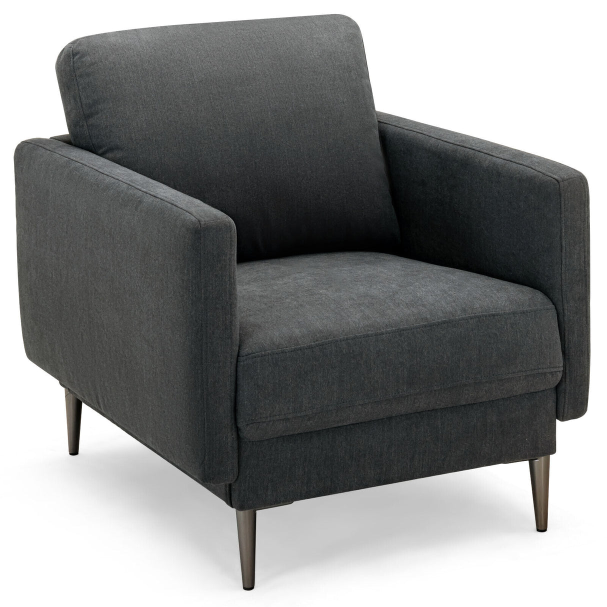 Modern Upholstered Accent Chair with Removable Backrest Cushion-White