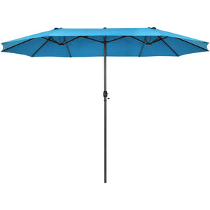 15 Feet Patio Double-Sided Umbrella with Hand-Crank System-Beige