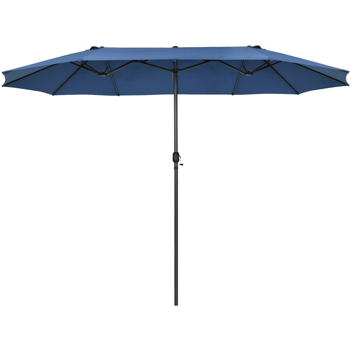15 Feet Patio Double-Sided Umbrella with Hand-Crank System-Beige