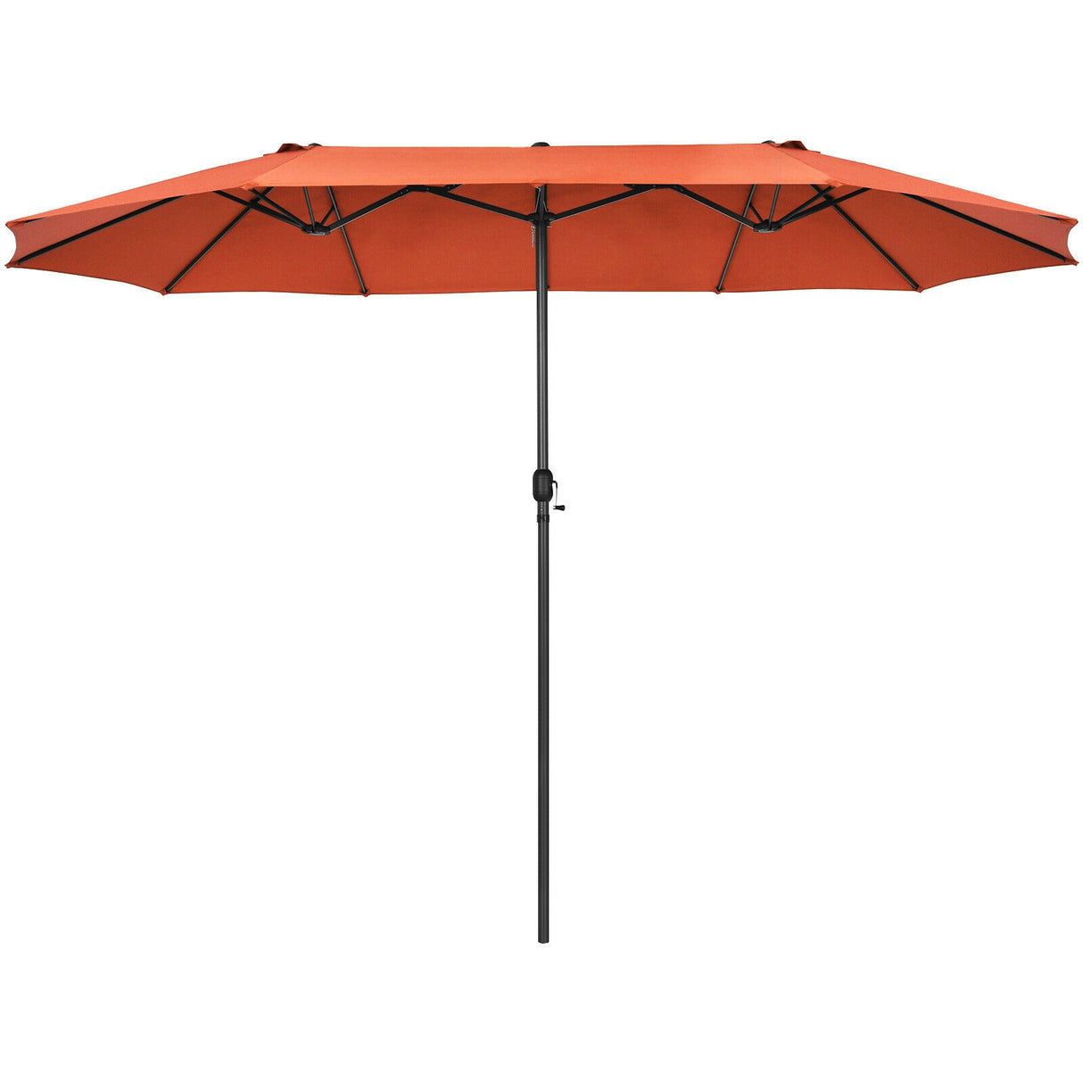15 Feet Patio Double-Sided Umbrella with Hand-Crank System-Beige
