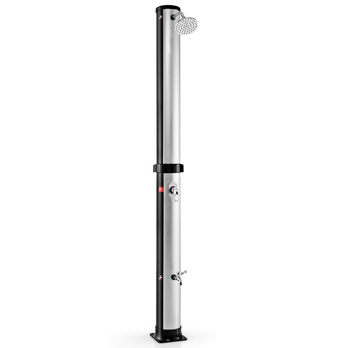 7.2 Feet Solar-Heated Outdoor Shower with Free-Rotating Shower Head-Black