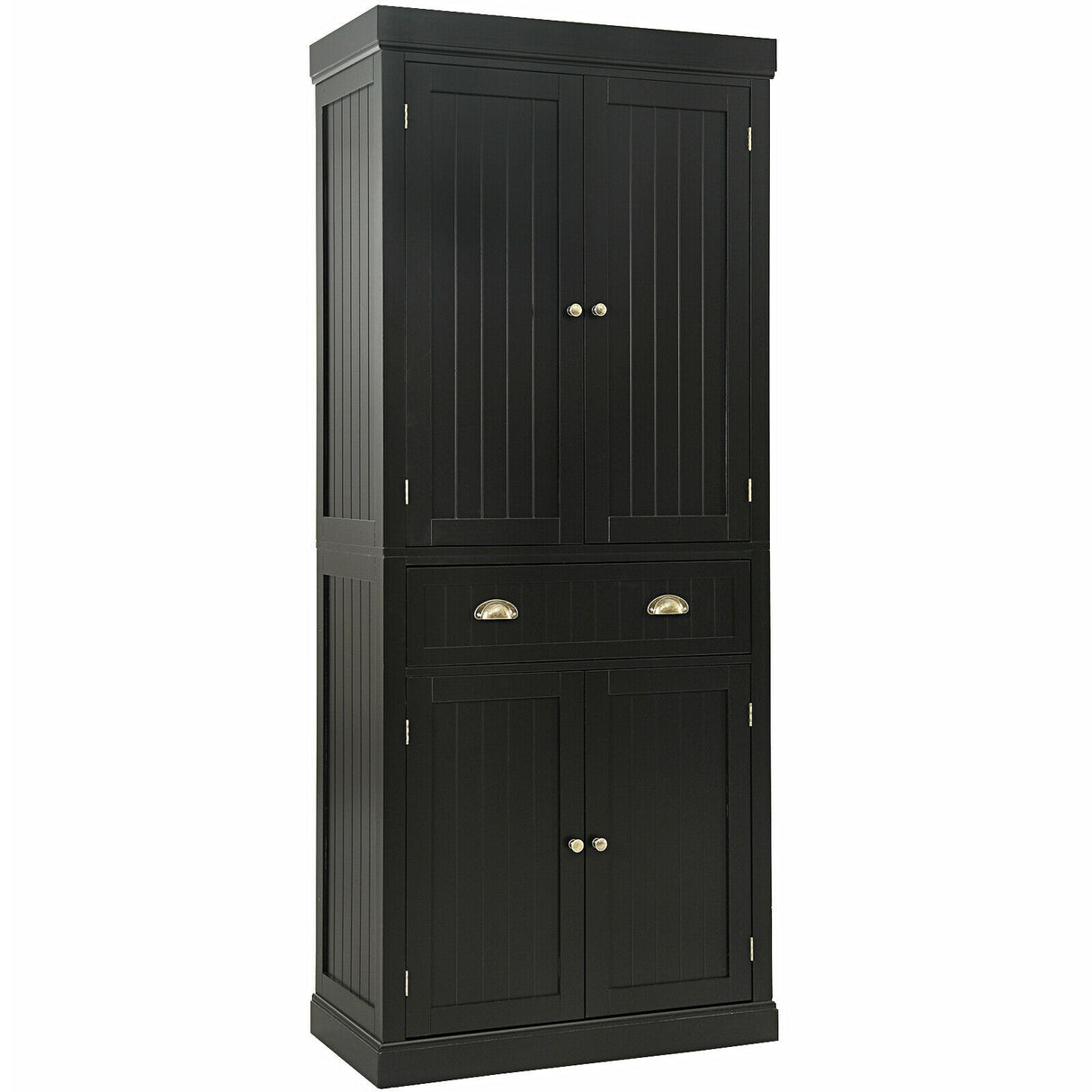 Cupboard Freestanding Kitchen Cabinet w/ Adjustable Shelves-Black