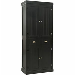 Cupboard Freestanding Kitchen Cabinet w/ Adjustable Shelves-Black