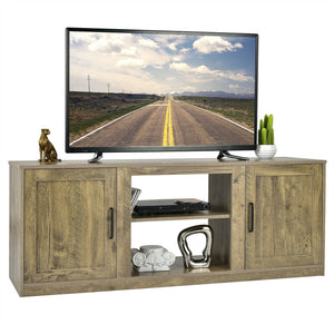 TV Stand with Double Barn Doors for TVs up to 65 Inch-Natural