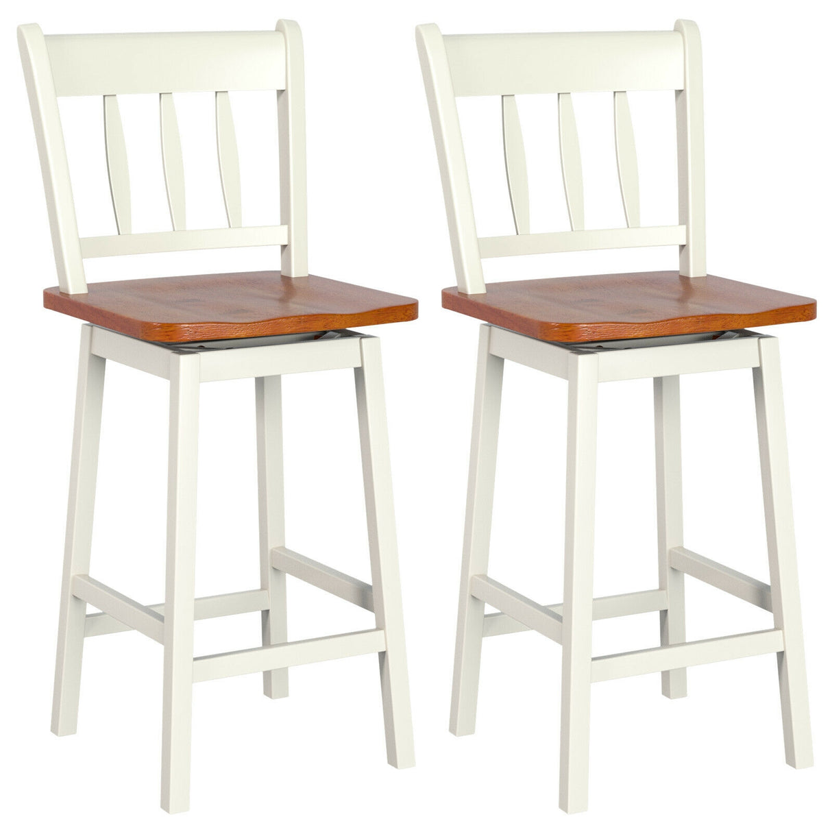 24.5 Inches Set of 2 Swivel Bar Stools with 360 ° Swiveling-Black