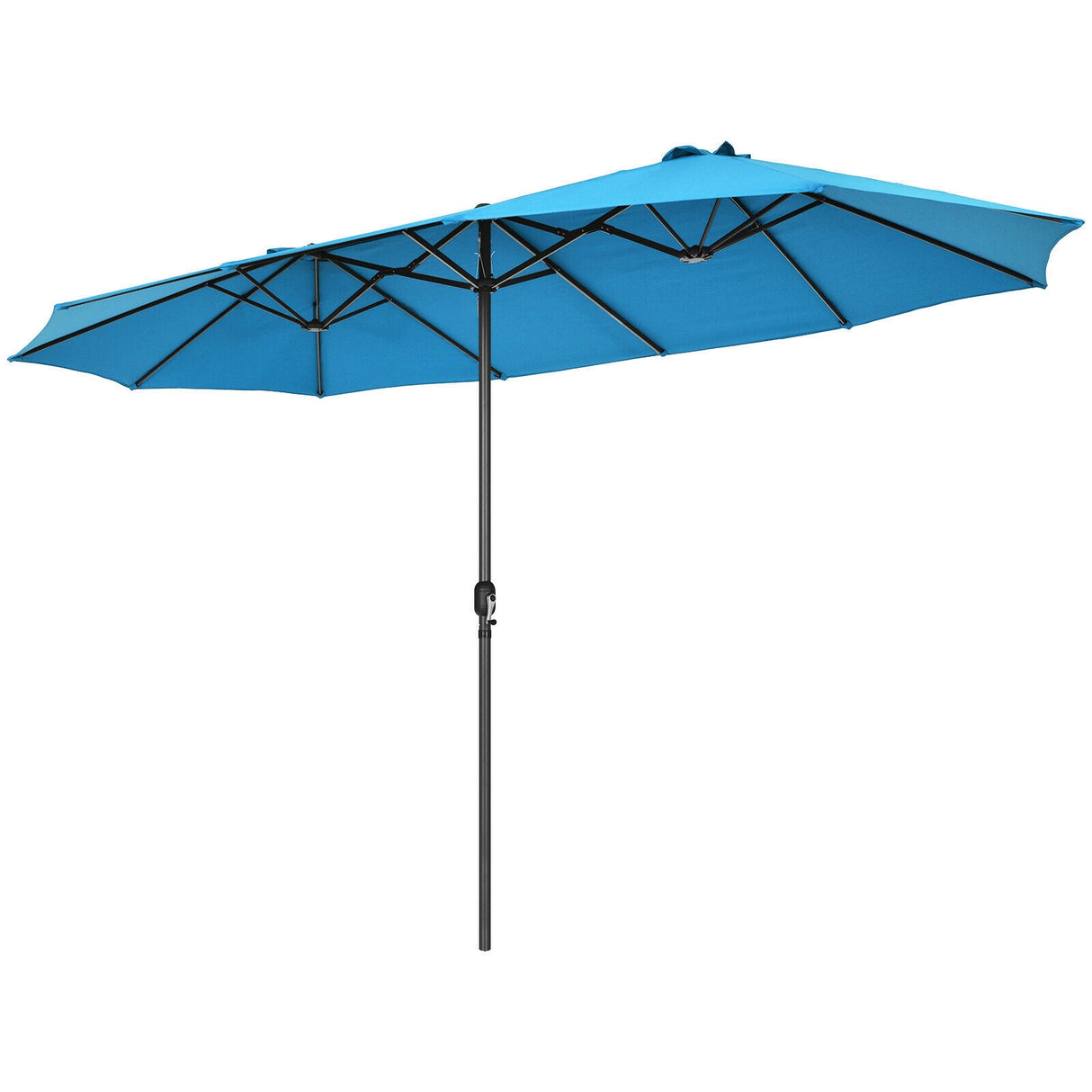15 Feet Patio Double-Sided Umbrella with Hand-Crank System-Beige