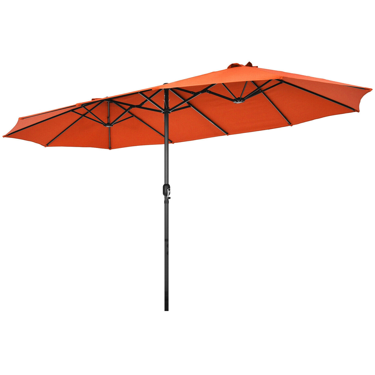 15 Feet Patio Double-Sided Umbrella with Hand-Crank System-Beige