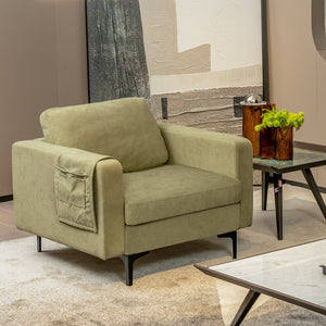 Modern Accent Armchair with Side Storage Pocket-Orange