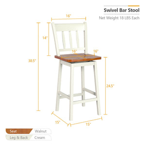 24.5 Inches Set of 2 Swivel Bar Stools with 360 ° Swiveling-Black