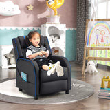 Kids Recliner Chair with Side Pockets and Footrest-Blue