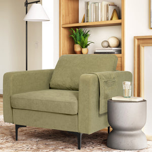 Modern Accent Armchair with Side Storage Pocket-Orange
