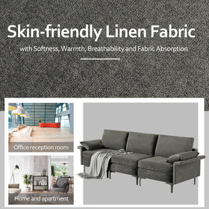 Large 3-Seat Sofa Sectional with Metal Legs for 3-4 people-Rust Red