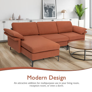 Extra Large Modular L-shaped Sectional Sofa with Reversible Chaise for 4-5 People-Gray