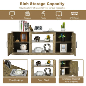 TV Stand with Double Barn Doors for TVs up to 65 Inch-Natural
