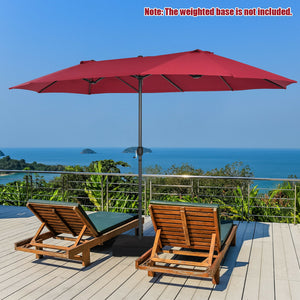 15 Feet Patio Double-Sided Umbrella with Hand-Crank System-Beige