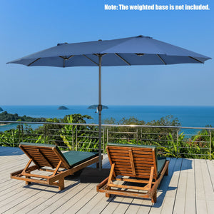15 Feet Patio Double-Sided Umbrella with Hand-Crank System-Beige