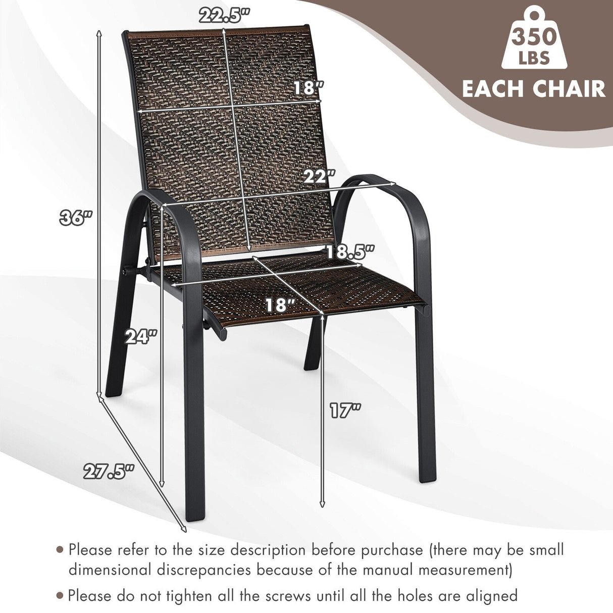 Set of 6 Outdoor PE Wicker Stackable Chairs with Sturdy Steel Frame-Gray