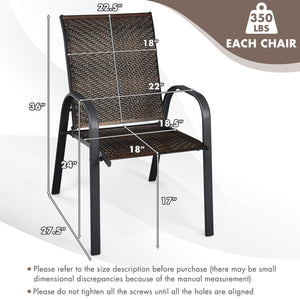 Set of 6 Outdoor PE Wicker Stackable Chairs with Sturdy Steel Frame-Gray