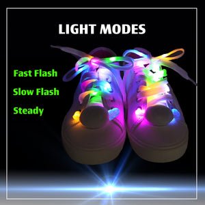 5 ColorFlashing LED Light Up Shoe Laces Glow in the Dark White Tie Shoelaces for Sneakers, Skates, 45 inch