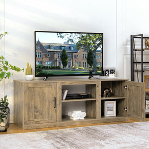 TV Stand with Double Barn Doors for TVs up to 65 Inch-Natural