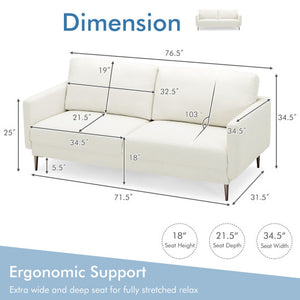 Modern Loveseat with Comfy Backrest Cushions-White