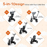 4-in-1 Baby Tricycle Toddler Trike with Convertible Seat-Blue