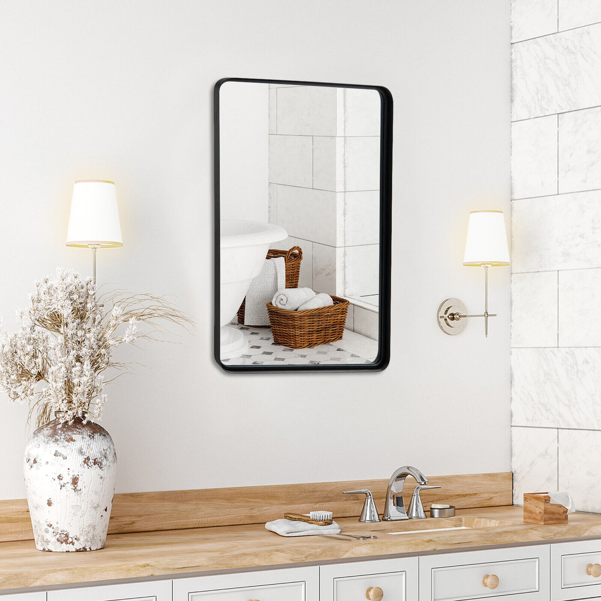 Rectangular Wall Mount Bathroom Mirror Vanity Mirror-M