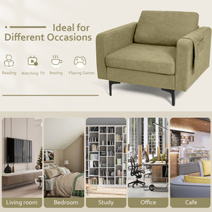 Modern Accent Armchair with Side Storage Pocket-Orange