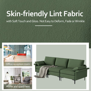 Large 3-Seat Sofa Sectional with Metal Legs for 3-4 people-Rust Red