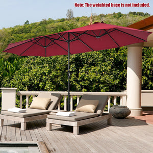 15 Feet Patio Double-Sided Umbrella with Hand-Crank System-Beige
