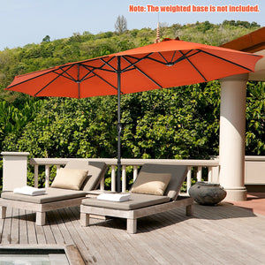 15 Feet Patio Double-Sided Umbrella with Hand-Crank System-Beige