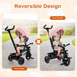 4-in-1 Baby Tricycle Toddler Trike with Convertible Seat-Blue