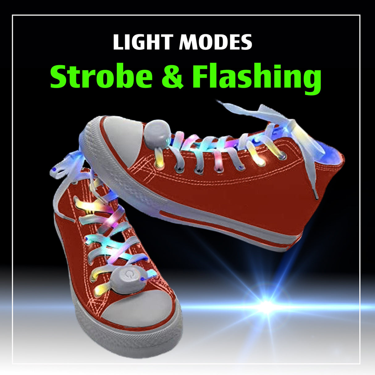 |4 Pairs| 7 Color Strobe LED Light Up Shoe Laces Glow in the Dark White Tie Shoelaces for Sneakers, Skates, 45 inch