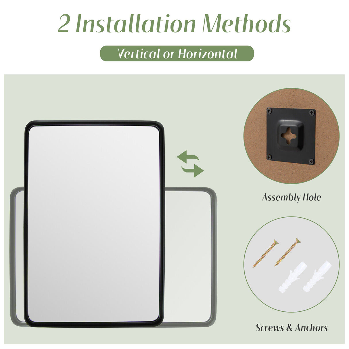 Rectangular Wall Mount Bathroom Mirror Vanity Mirror-M