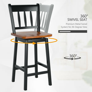 24.5 Inches Set of 2 Swivel Bar Stools with 360 ° Swiveling-Black