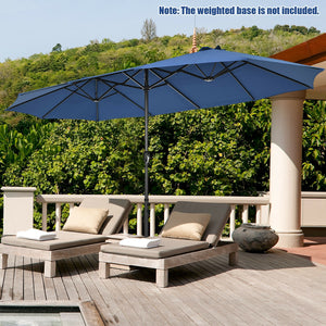 15 Feet Patio Double-Sided Umbrella with Hand-Crank System-Beige