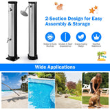 7.2 Feet Solar-Heated Outdoor Shower with Free-Rotating Shower Head-Black