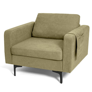 Modern Accent Armchair with Side Storage Pocket-Orange