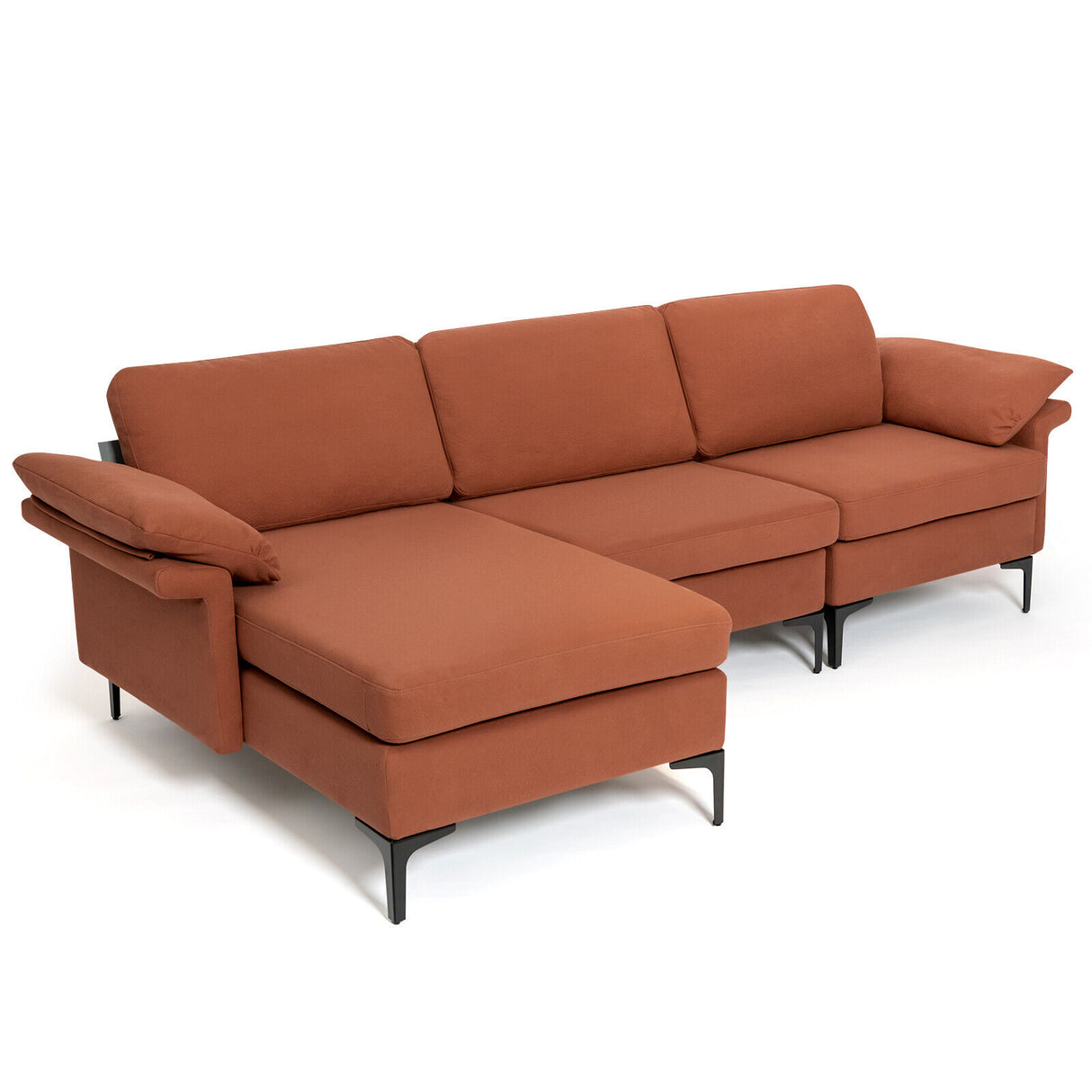 Extra Large Modular L-shaped Sectional Sofa with Reversible Chaise for 4-5 People-Gray