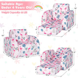 3-in-1 Convertible Kid Sofa Bed Flip-Out Chair Lounger for Toddler-Blue