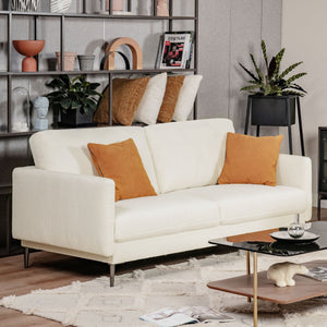Modern Loveseat with Comfy Backrest Cushions-White