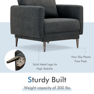 Modern Upholstered Accent Chair with Removable Backrest Cushion-White